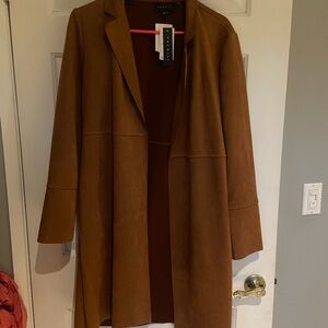 Faux suede trench coat jacket